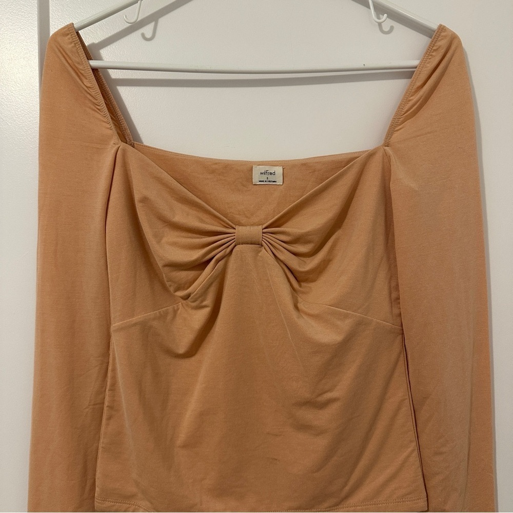 Aritzia Wilfred Sonnet Tan Long Sleeve Top Size Small Women’s - Picture 5 of 10